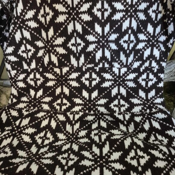 🍄 50% OFF - Scandinavian Floral Print Knit Midi Fitted Dress Cream Brown Orange - Picture 10 of 15